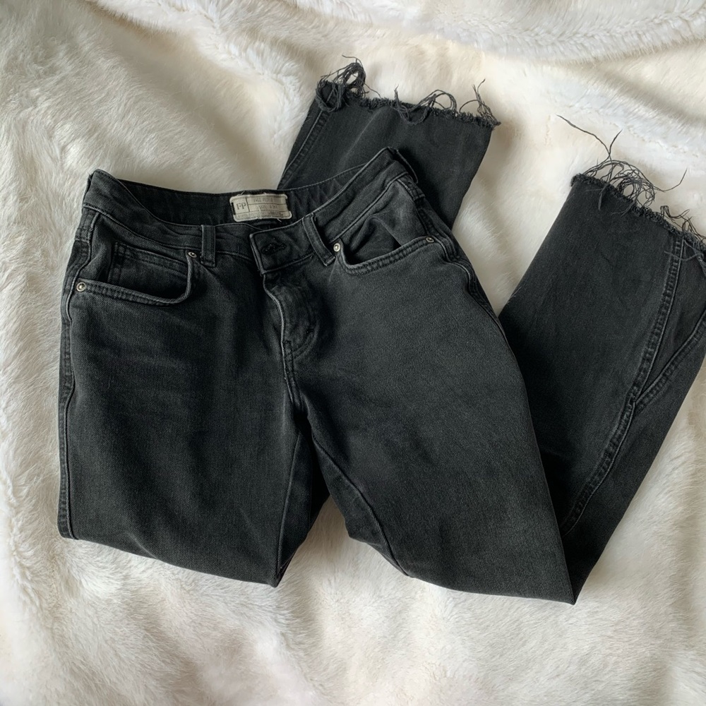 free people crop washed black flare jeans - Picture 1 of 5